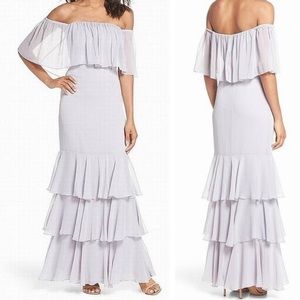 NWT Wayf Nordstrom ruffled gauze chiffon gown